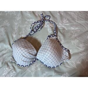 Gingham blue and white Victoria's Secret 34DD Bikini Top